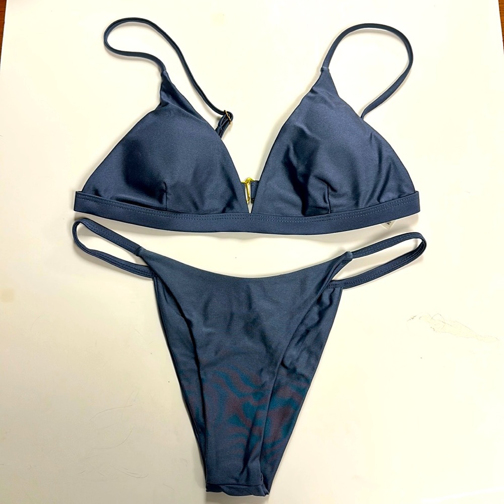 Gray blue zaful triangle bikini. Size 8